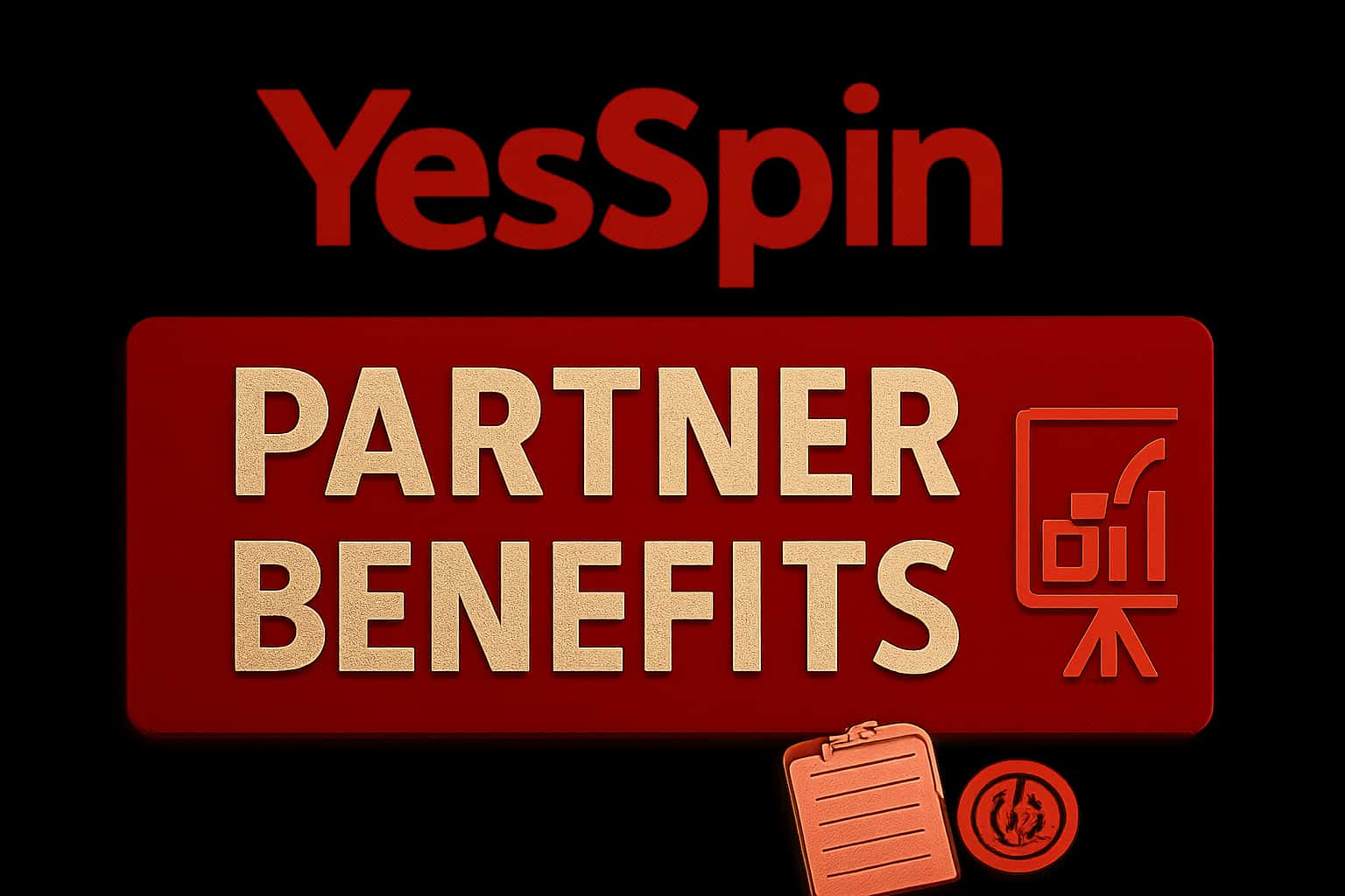 A landscape image illustrating the YesSpin Partner Benefits with clear text and a neutral design.