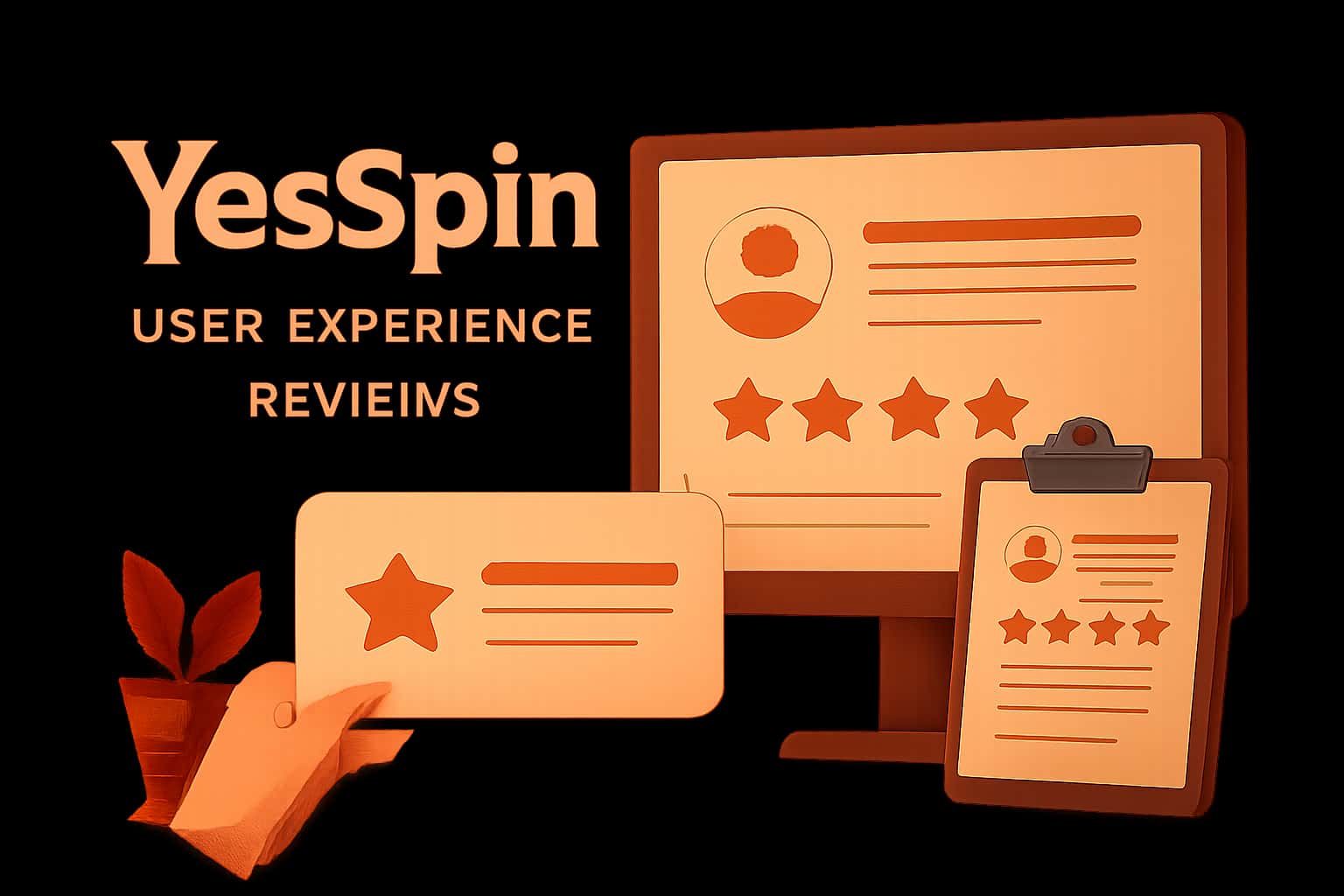 Visual representation of YesSpin User Experience Reviews with a high-tech design.